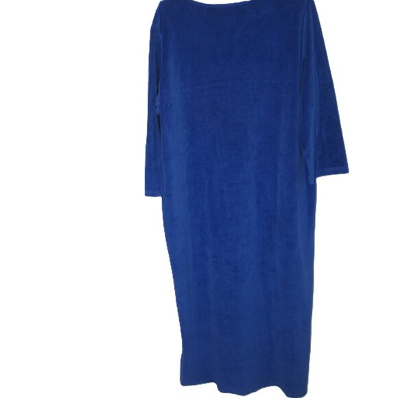 Quacker Factory Size L NEW Velour Sleep Dress Pullover Blue Rhinestones Warm - Picture 11 of 11